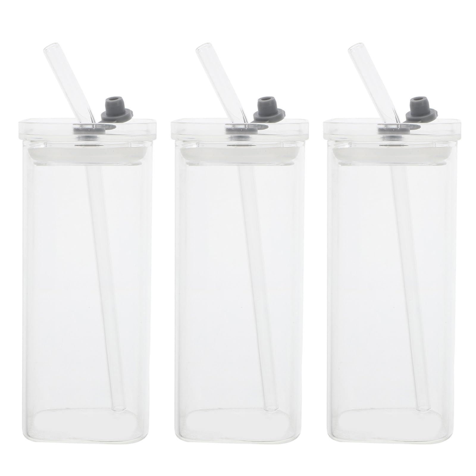 Vasos cuadrados de cristal premium Zerodeko juego de 3 vasos térmicos transparentes con tapa