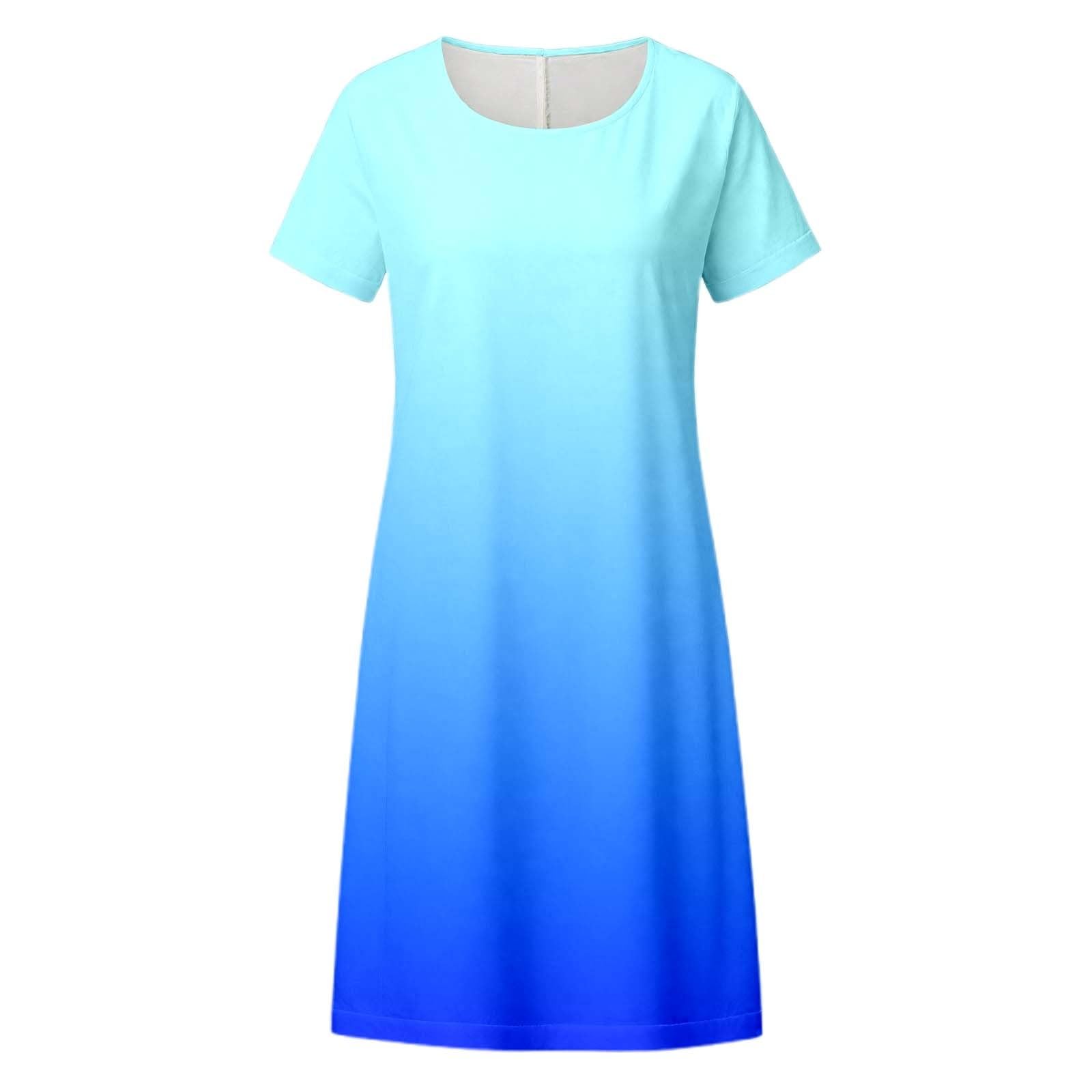 Générique Robe décontractée Femme Fluide col Rond Style bohème Tenue été Maison Plage Confortable Lavable Machine Basique