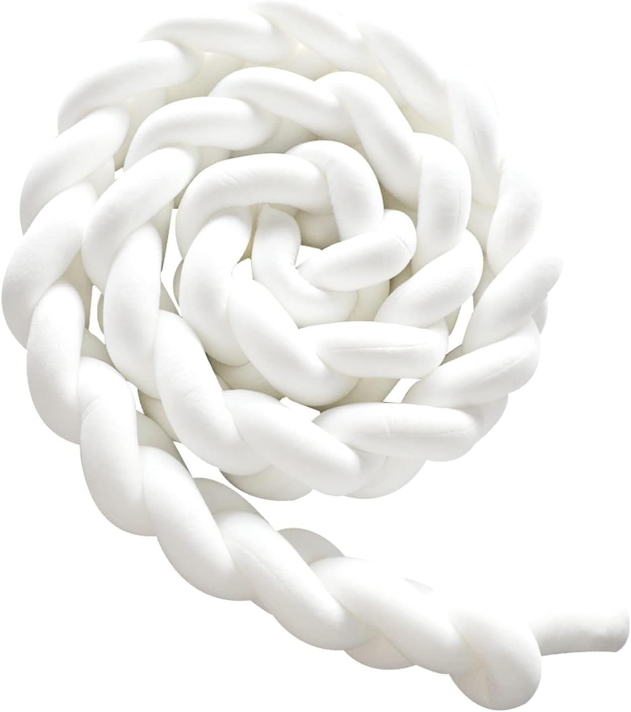 Braided Crib Bumper,3Strands Baby Cot Bumper Baby Head Guard Bumper Knot Braid Decorative Pillow Cushion Bed Rails Anti-Collision Pillow for Newborns Baby Kids With (White,3m/118in)