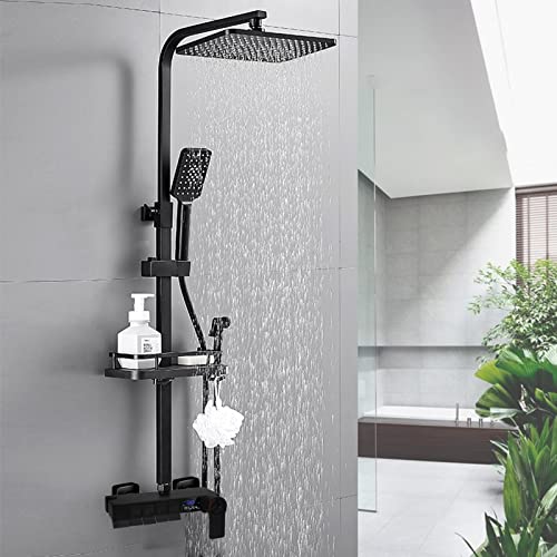 Dnkelar Colonne de Douche avec affichage LED Thermostatique Système de Douche à touche de piano Hauteur Réglable Grande Douche...