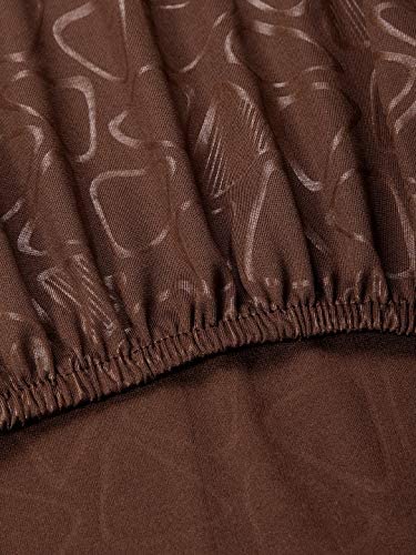 Image of Cortina Polyester Spandex Dining Chair Cover, Stretchable & Washable Slipcover, Emboss Design, Brown (Set of 4)