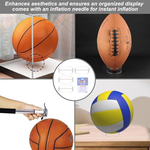 4 Stück Acryl Ballhalter, Ball Ständer,Football Halterung,Football Ständer,Ballhalterung, Ballständer,Football Halter Für Die Darstellung Von Basketball,Volleyball Und Fußball Mit 3 Aufblasbare Nadel