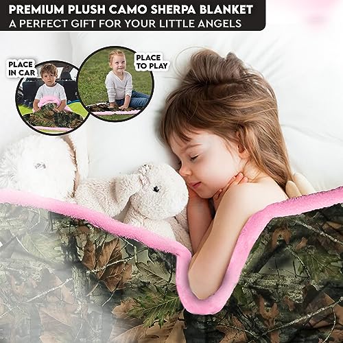 Image of Baby Infant Camo Accent Soft Sherpa and Plushed Lined Coral Fleece Gift Blanket (Everest White)