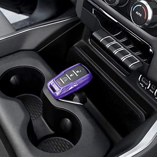Image of RAZPOY for RAM Key Fob Cover, ABS Key Case Cover Holder Protector Compatible with for 2018-2023 Dodge RAM 1500 2500 3500, Purple