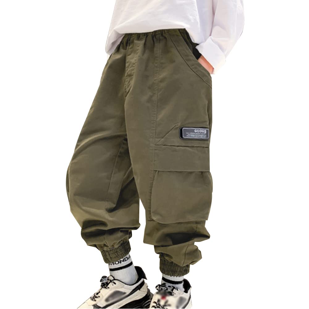 KODMNSW Jungen Cargohose | Elastische Taille Mit Buchstabenaufkleber