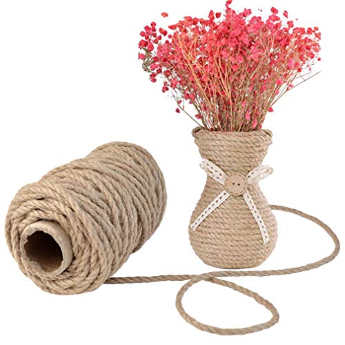 Image of Topbuti 5Mm Natural Jute Twine 100 Feet Braided Rope for DIY Artwork, Christmas, Gift Wrapping, Gardening Applications - Brown