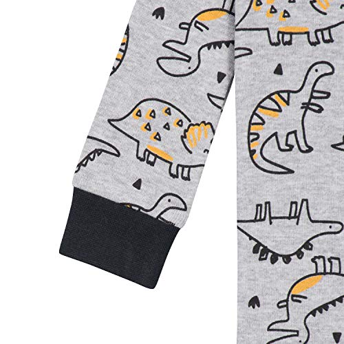 Gerber Pacote com 2 pijamas com pés para bebês meninos, Cinza Dinos preto listrado cinza, 2 Anos