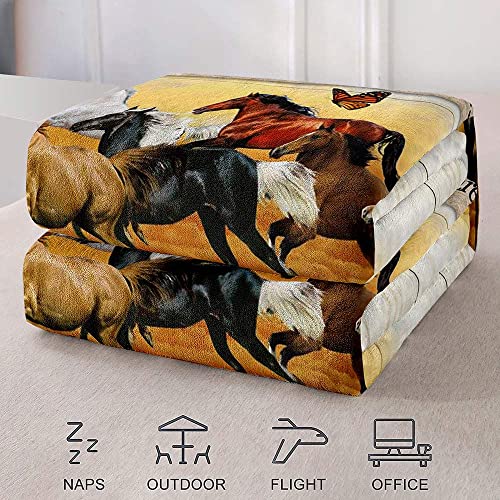 Luvivihome Horse Throw Blanket, Butterfly Rustic Western Blanket For Horse Lovers, Cozy Soft Fuzzy Fluffy Warm Plush Flannel Fleece Blanket For Couch, Sofa, Motivational Inspirational Gifts, 50"X60" #TOP4