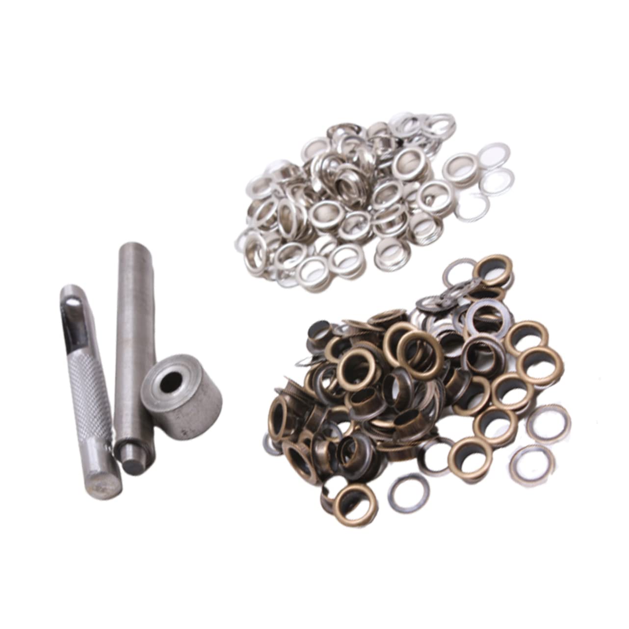 NUOBESTY 300sets Grommet Ottone Resistente Con Strumenti Kit Per Bottoni Eyelet Per Abbigliamento Scarpe e Progetti Fai Da Te Antico Argento Per Colore