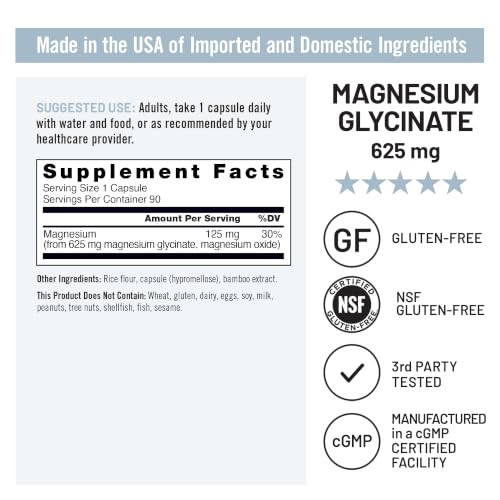 NatureWise Magnesium Glycinate 625mg, Sleep & Muscle Support, 90 Capsules - image 5