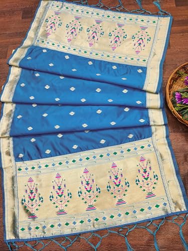 Image of DEVANGI Women's Woven Paithani Banarasi Silk Dupatta /Chunni For Women, Floral Print 1 Meter Wide and 2.3 Meter Length Printed Designer Dupatta /Chunni For Girls