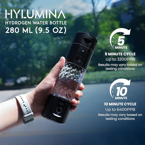 Hylumina Hydrogen Water Bottle Generator - Up to 6400ppb of Hydrogenated Water Per Cycle - SPE/PEM Tech - 9.5OZ Food Grade ABS Hydrogen Water Generator - Gift Bottles for Family, Athletes, Travel - Image 4