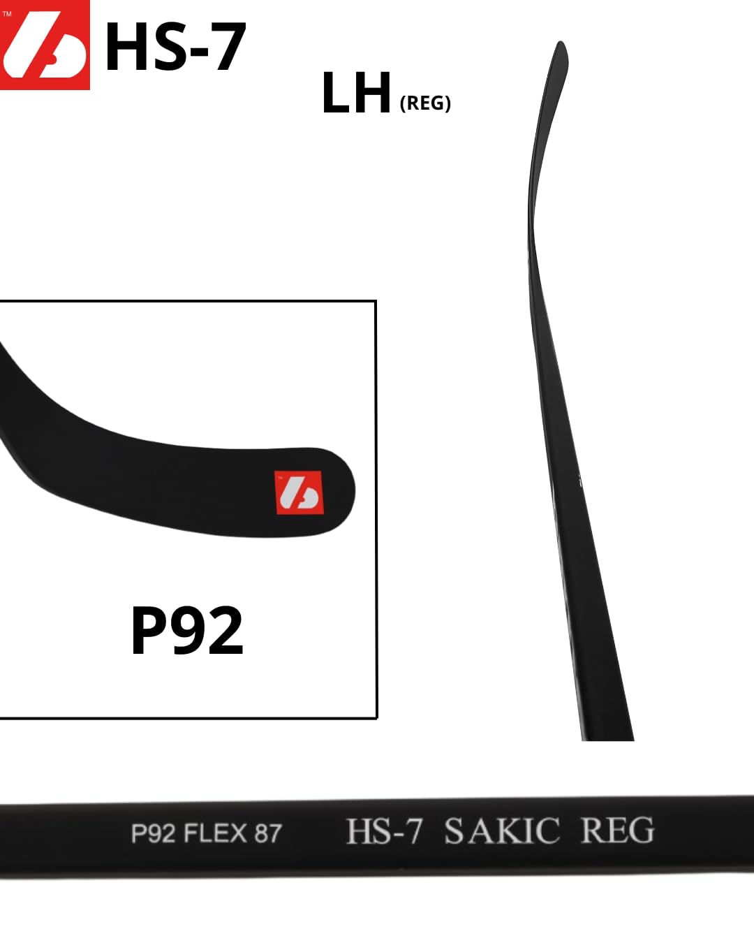 BARNETT HS-7 P92 87 LH Crosse de Hockey en Carbone Haut Module