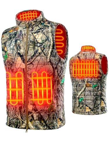 WASOTO Heated Vest for Men with 9V 16000mAh Battery Pack Charger Lightweight for Cycling Glof Hunting(CamoGreen,L)