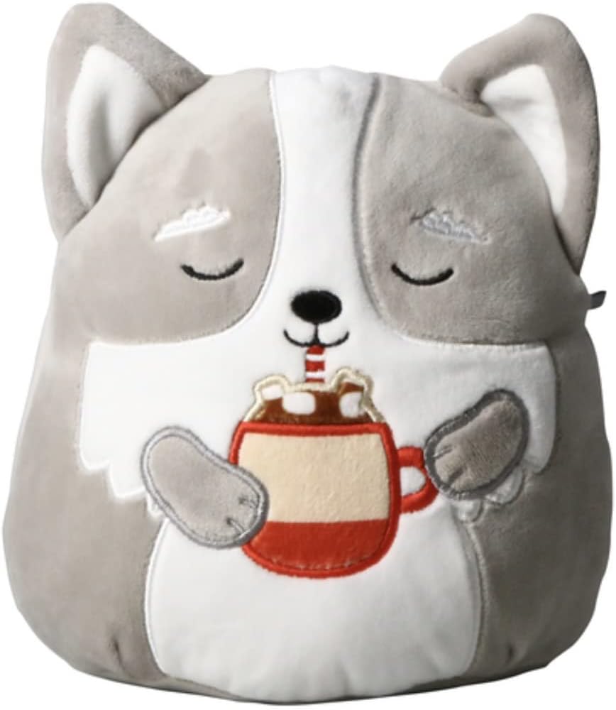 Squishmallows Official Kellytoy Plush 7.5 Inch Squishy Stuffed Toy Animal (Casmir The Husky with Hot Cocoa)