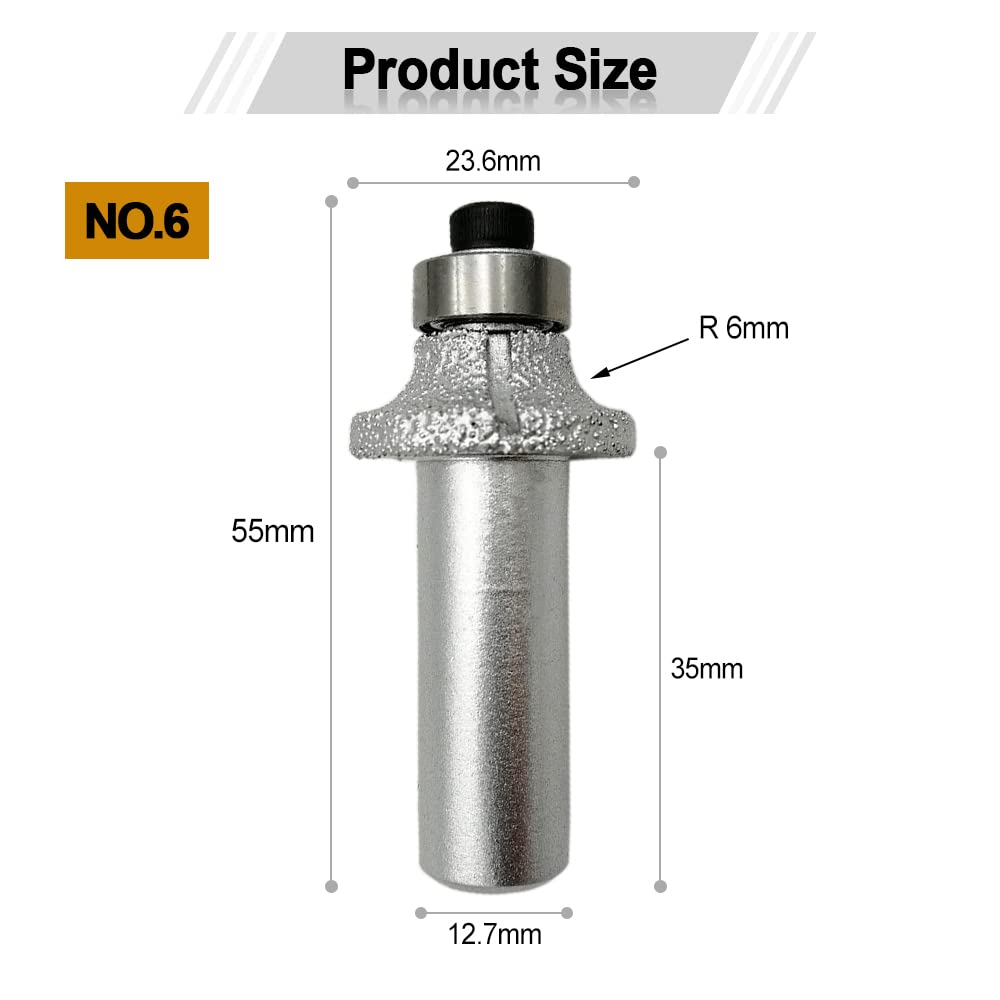 Snapklik.com : 1/2 Inch Shank Round-Over Router Bits 06MM Radius Corner ...