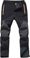 Gash Hao Men's Waterproof Snow Ski Pants Fleece Lined Windproof Softshell Snowboard Hiking Pants Zipper Legs