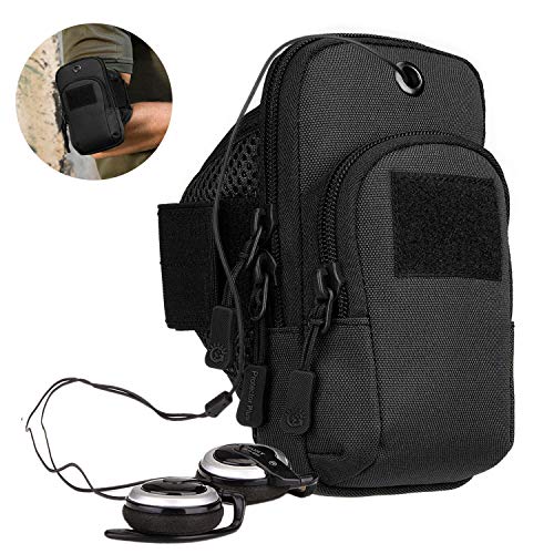 CamGo Sportarmband Tasche Fitness Laufen Handyhalter für Workout Radfahren Wandern Joggen Doppeltaschen Handy MP3 MP4 bis 5,8 Zoll, schwarz