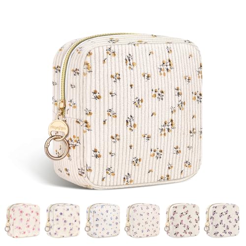 12,5*5*12,5cm Neceser Niña Pequeño para Compresas Organizador Bolso de Almacenamiento Compresas Algodon Salvaslip Bolsa Menstrual de Servilletas Sanitarias Regalo Adolescentes Niñas(flor-amarillo)