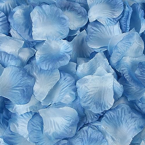 HAOSHICS Lot de 1200 pétales de rose artificiels pour nuit romantique, décoration florale de mariage, fête, événements (bleu)