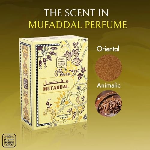 Image of NASEEM Muffadal Aqua Parfume 80ml - Subtle Tone Eau De Parfum for Men & Women - Fresh, Elegant Scent Offering Long Lasting Fragrance - Perfect for Both Daily and Formal Wear