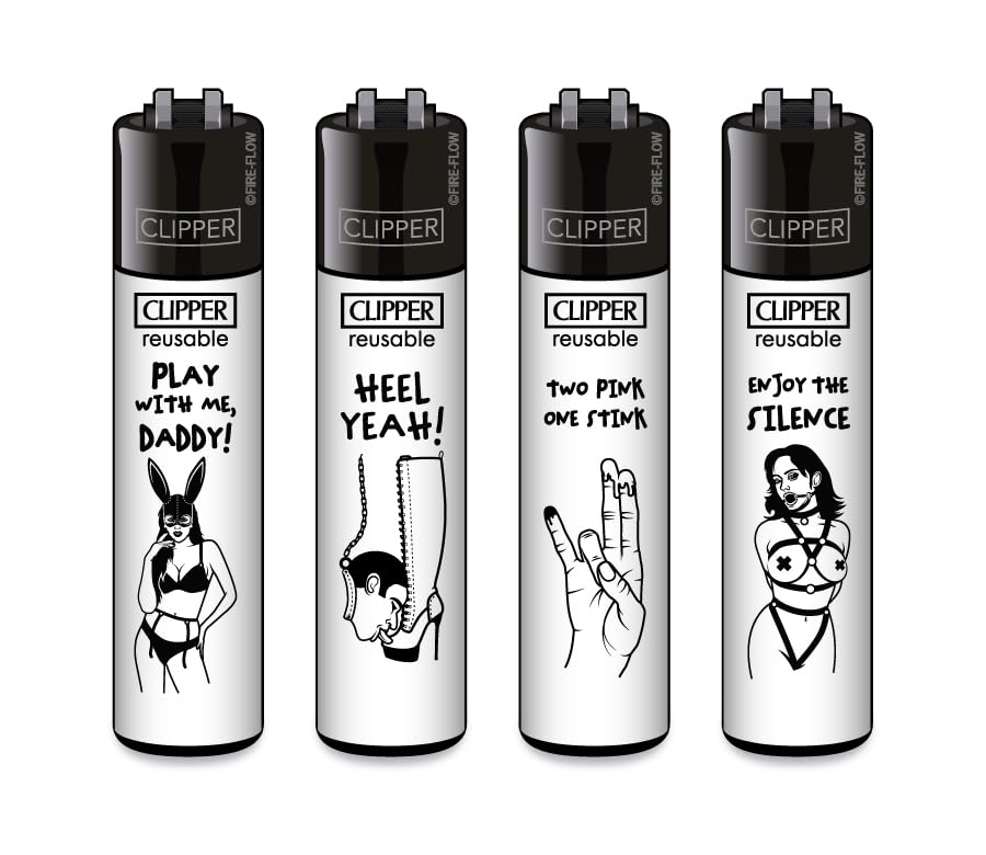 Sunmondo Clipper Feuerzeuge, Set mit 4 Stück, außergewöhnliche Motive (FFX Adult 5)