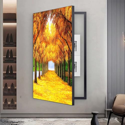 Aluminum Alloy Fuse Box Cove Art - Electric Meter & Circuit Breaker Panel Painting for Wall Decor (Black, 50x100cm) - Stylish Home & Office Decoration