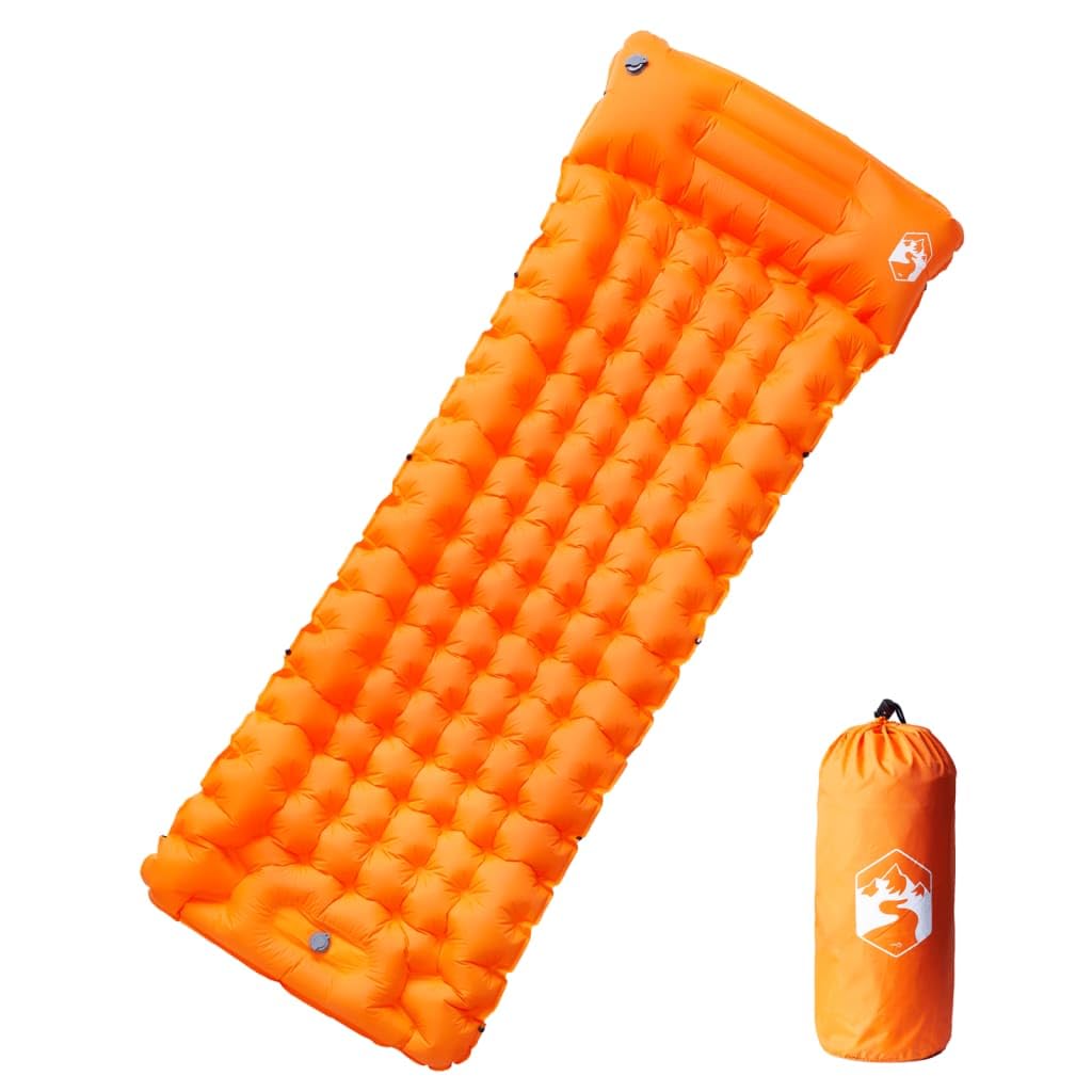 Homgoday Matratze für Camping, selbstaufblasend, integriertes Kissen, Orange, Matratze für Bettgestell, Matratze für Schlafsofa, Rahmen i1