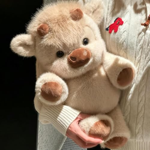 RuiDay Peluche Vache Qui Court, Kaki, Kawaii, Douce, 42cm