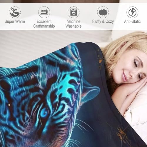 Couverture polaire tigre en flanelle douce et moelleuse pour canapé de salon 130x180cm - 4