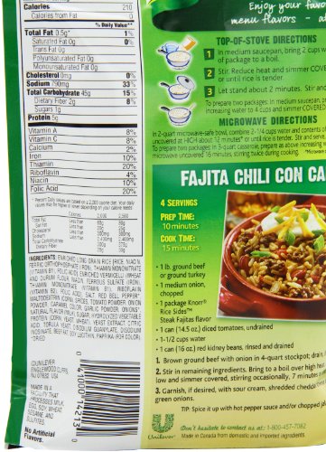 Image of Knorr Rice Sides Rice Side Dish, Steak Fajitas 5.3 oz (Pack of 12)