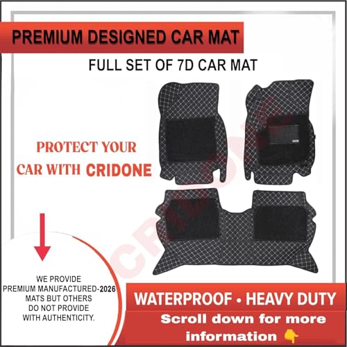 Image of Premium 7D Car Mat for Maruti Suzuki Brezza (Model: 2022-2026) || Luxury Leather Dual-Stitch Full Set 7D Floor Mats || Color : Silver with Black Grass (Design-1)