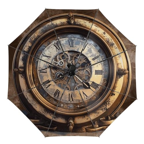 Horloge Steampunk parapluie pliant automatique ACEPrints idée cadeau originale pour adulte