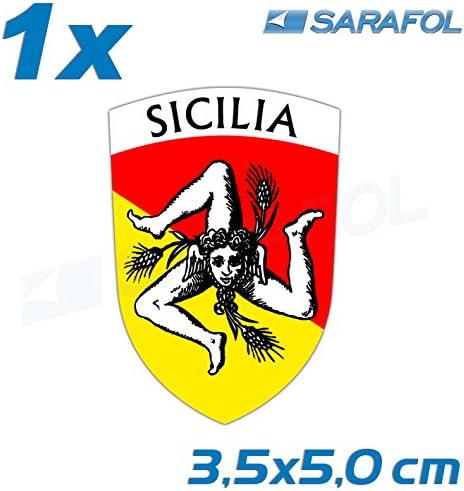 1x Sicily Sticker (Nr.017) vinyl Flag Sicilia Adesivo Emblem 3,5x5,0 cm