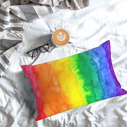 Rainbow Wash Pillowcase For Hair And Skin - Bed Home Sofa Decor Pillow Cover,Super Soft Travel Pillow Cases With Hidden Zipper Closure Print (14X20 Inch) #TOP3