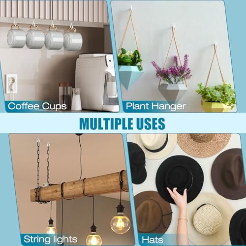 110pcs premium screw hooks 5 sizes white vinyl coated cup hook from12 in small hooks to 1-12 in ceiling hooks heavy duty screw in hooks for hanging plants string lights