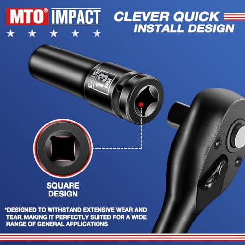 Image of MTO 1 /2 inch Drive 13mm Deep Impact Socket, 6-Point Metric Socket for Automotive Maintaince, CR-V Steel Meets ANSI Standards