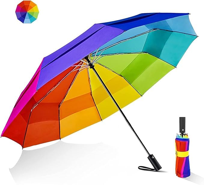 KOIMEDouble Canopy Travel Waterproof Umbrella with Cover/Ergonomic Non-Slip Handle/Windproof Umbrellas Automatic Open/Close, Color Changing Rain Umbrellas For Men, Women, Kids-2024