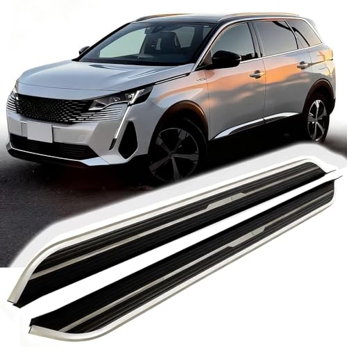 2 pièces convient pour Peugeot 5008 2017-2022 Marchepied Latéral Planche de Course Barre Nerf Pédale Planche de Course Aluminium Bord Argenté Ombre Lumineuse (avec Supports)