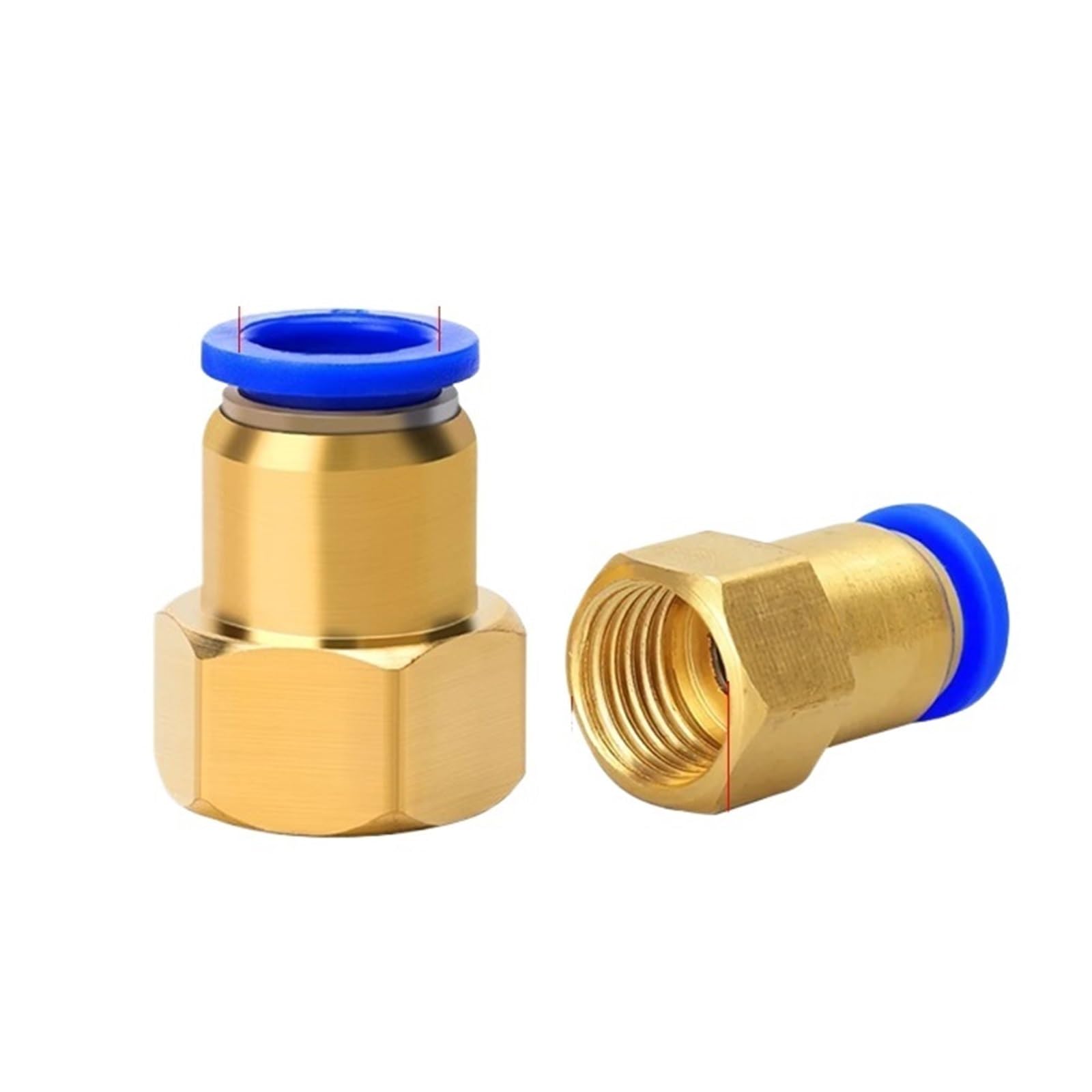 5PCS Pneumatic Quick Connector Air Fitting PCF for 4 6 8 10 12mm Hose Tube Pipe to 1/8" 3/8" 1/2" 1/4" BSP Female Thread Brass(PCF4-01 (OD4mm-1I8))