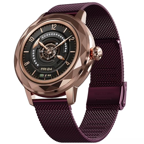 Image of GOBOULT Alora Smart Watch 1.19'' AMOLED Display, BT Calling, Rotating Bezel, 150+Watchfaces, 800 Nits Brightness, AI Voice Assistant, SpO2 Monitoring, 120+ Sports Mode (Red Wine)