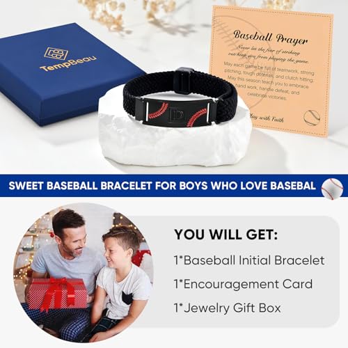 Baseball Initial Bracelets for Men, Adjustable Elastic Stretch Strap - image 6