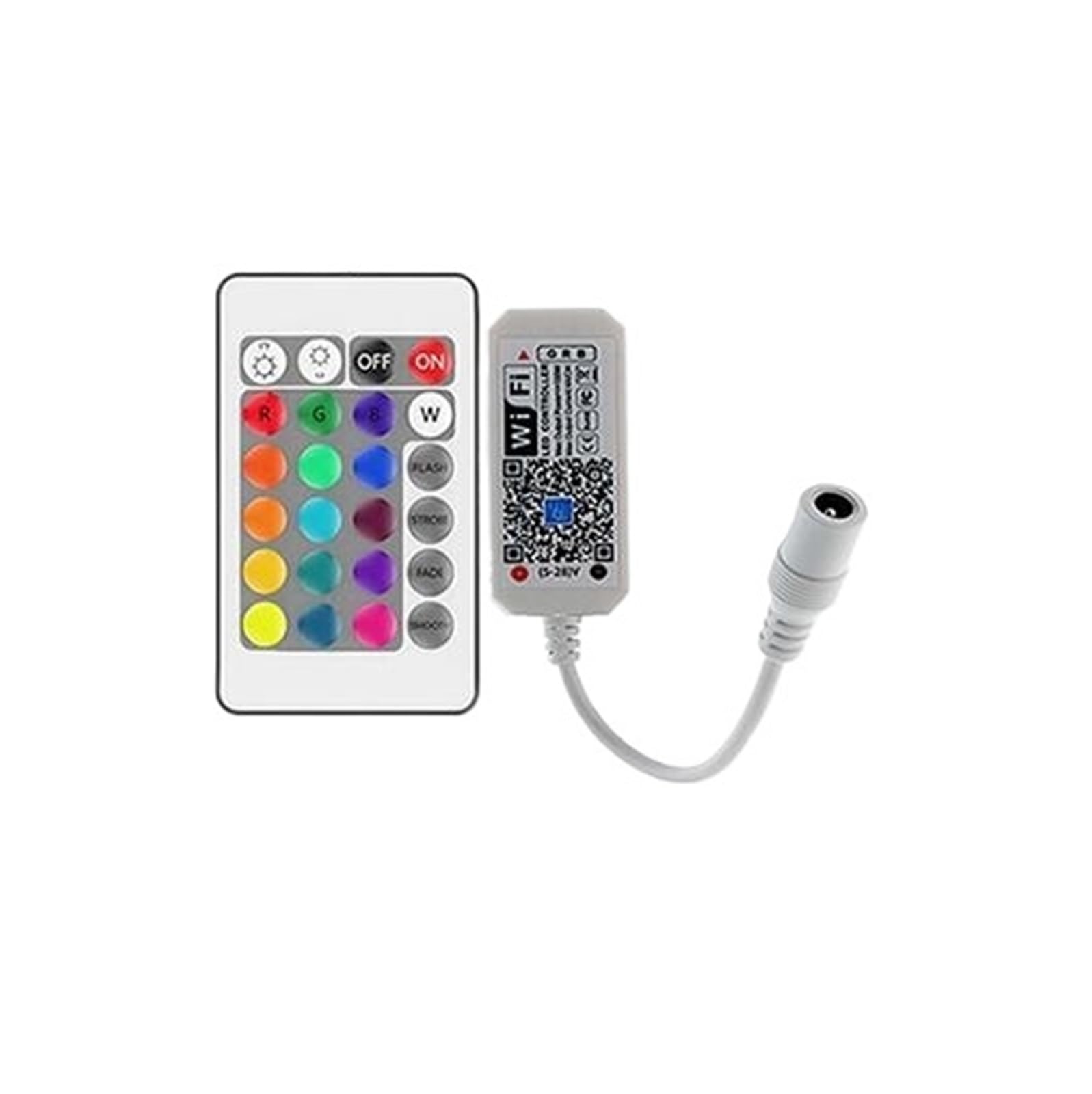 Controlador LED RGB WiFi inteligente con control remoto de aplicación de teléfono inteligente por voz IR RF de 44 teclas y 24 teclas, adecuado for tiras de luz LED DC5V-24V 5050 RGB (Color : WiFi RGB