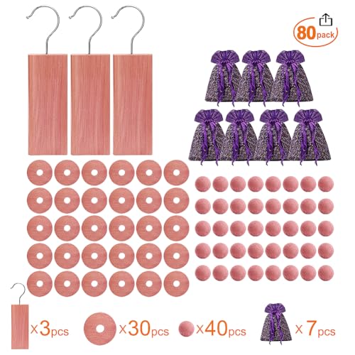 Image of Cedar Space Cedar Blocks for Clothes Storage,80PCS Cedar Chips with Sachets
