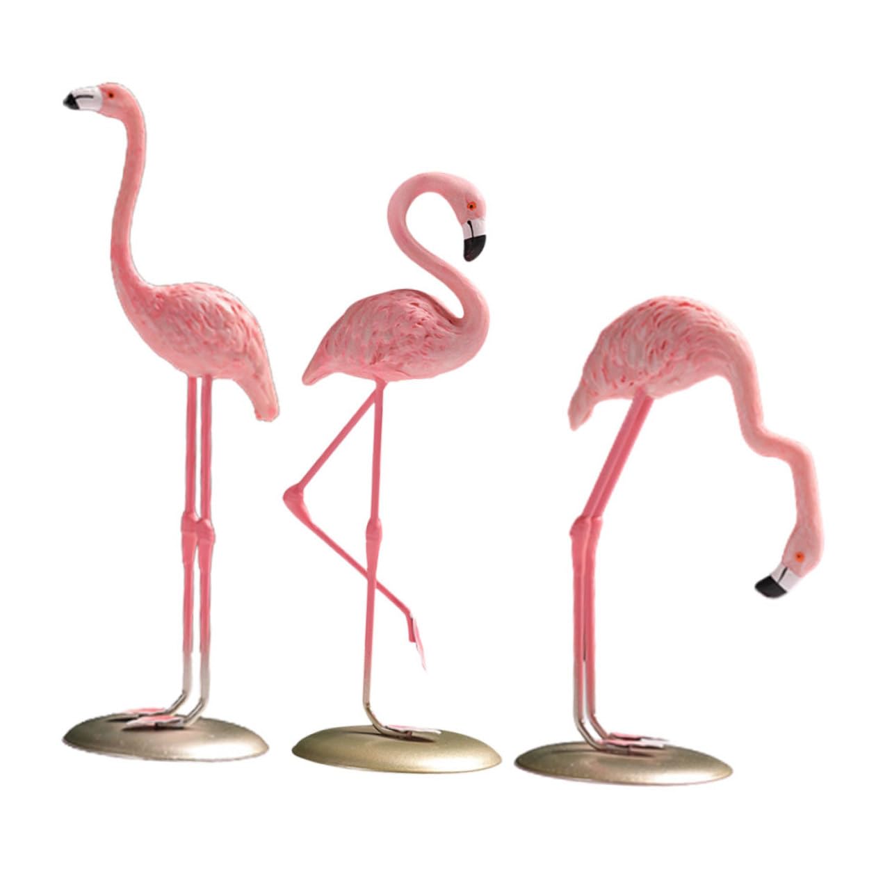 Figurines de Flamants Roses en Résine Cabilock Lot de 3 pour Décoration Extérieure et Intérieure