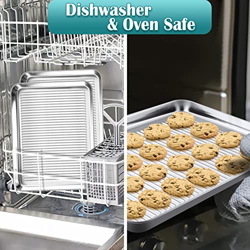 Teamfar Baking Sheet With Cooling Rack Set, Stainless Steel Cookie Sheet Toaster Oven Pan With Baking Rack, Healthy & Non Toxic, Corrugated Bottom & Dishwasher Safe (3 Pans + 3 Racks) #TOP6