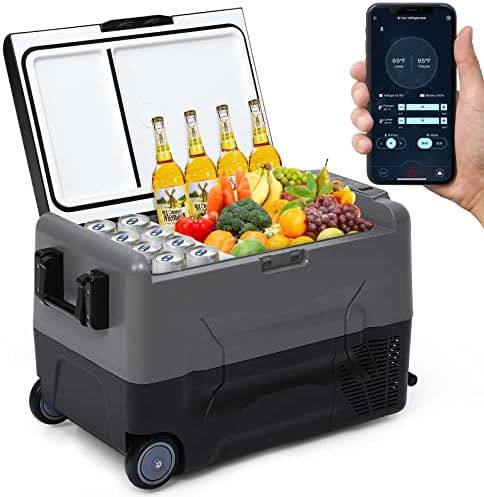 2023 Upgraded Car Refrigerator, RV Car Fridge Dual Zone APP Control, 58 Quart (55L) Freezer -4℉-68℉ 12/24V DC & 110-240V AC, Portable Freezer Compressor Cooler for Camping, Travel, Outdoor or Home Use