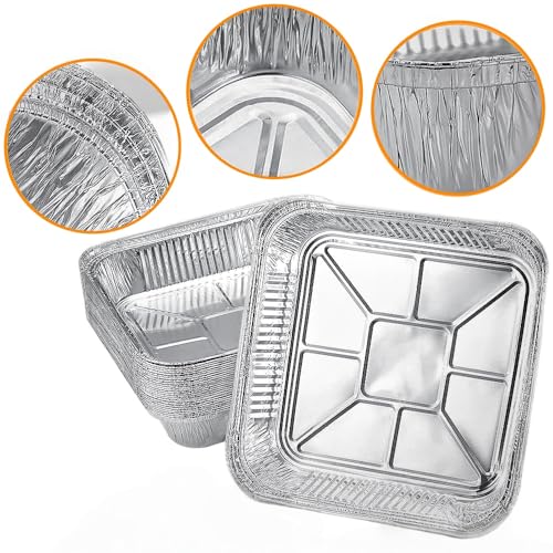 WizeFolk Grillschale Alu,40er Set Aluminium Schale,Tropfschale Grill,Aluschalen Grill, Aluschale, eckige Grillschalen,Alu Tropfschalen,Fettauffangschale,für Backen Braten Kochen 20 x 20 x 4,5 cm