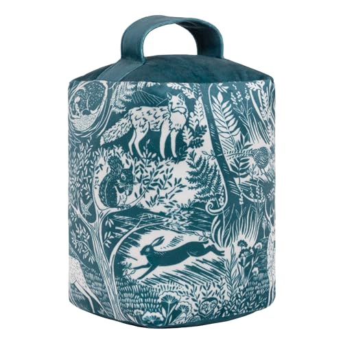 Furn Winter Woods Animal Doorstop - Winter Woodland Animal Design Fabric Weight for Doors (Winter Woods - Midnight Blue) - Image 2