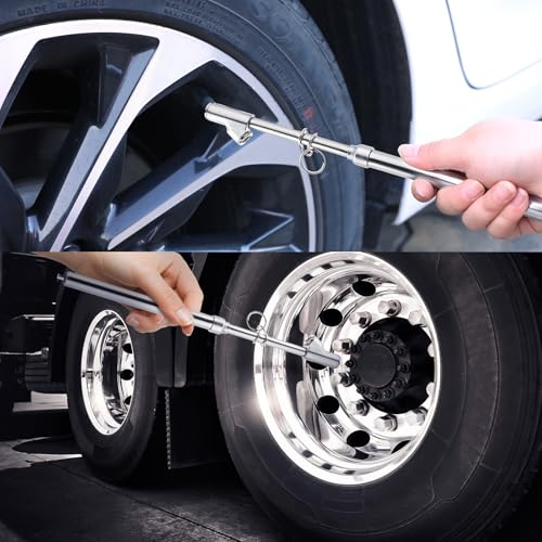 Image of Truck Tire Pressure Gauge,Heavy Duty Pen Tire Gauge Range to 150PSI /10Bar,Dual Head Air Pressure Gauge - Pack of 2